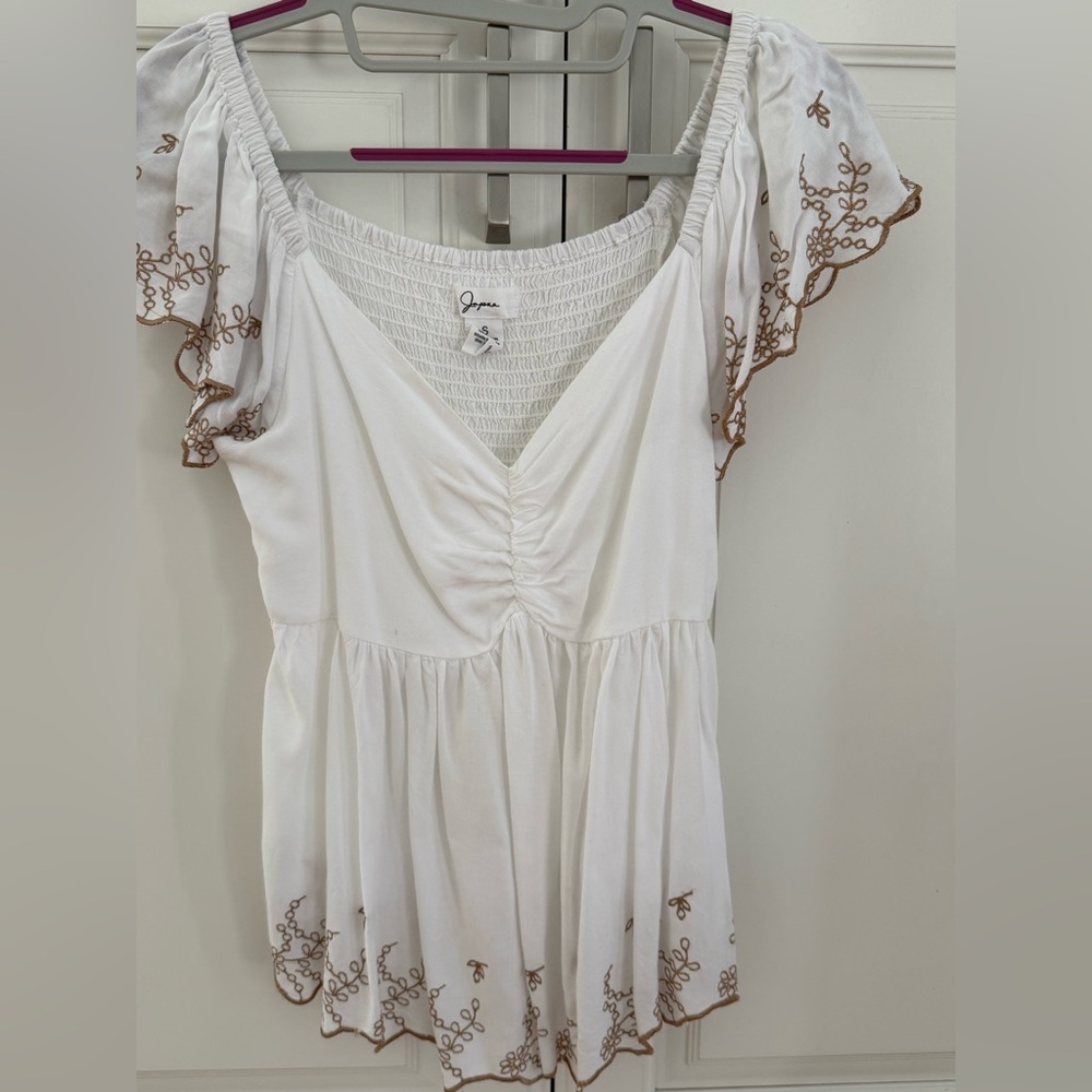 White Embroidered Women's Top